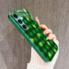 Burdock four-leaf clover Glass PhoneCase for Samsung Galaxy S26 S25 S24 S23 S22 S21 FE Ultra Plus Built-in glass green Exquisite