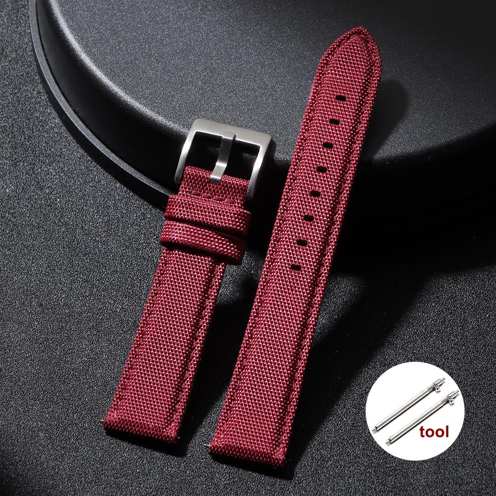 Nylon Leather Watch Strap 20mm 22mm Quick Release Spring Military Watchband  Army Green Bracelet with Black Clasp  Accessories