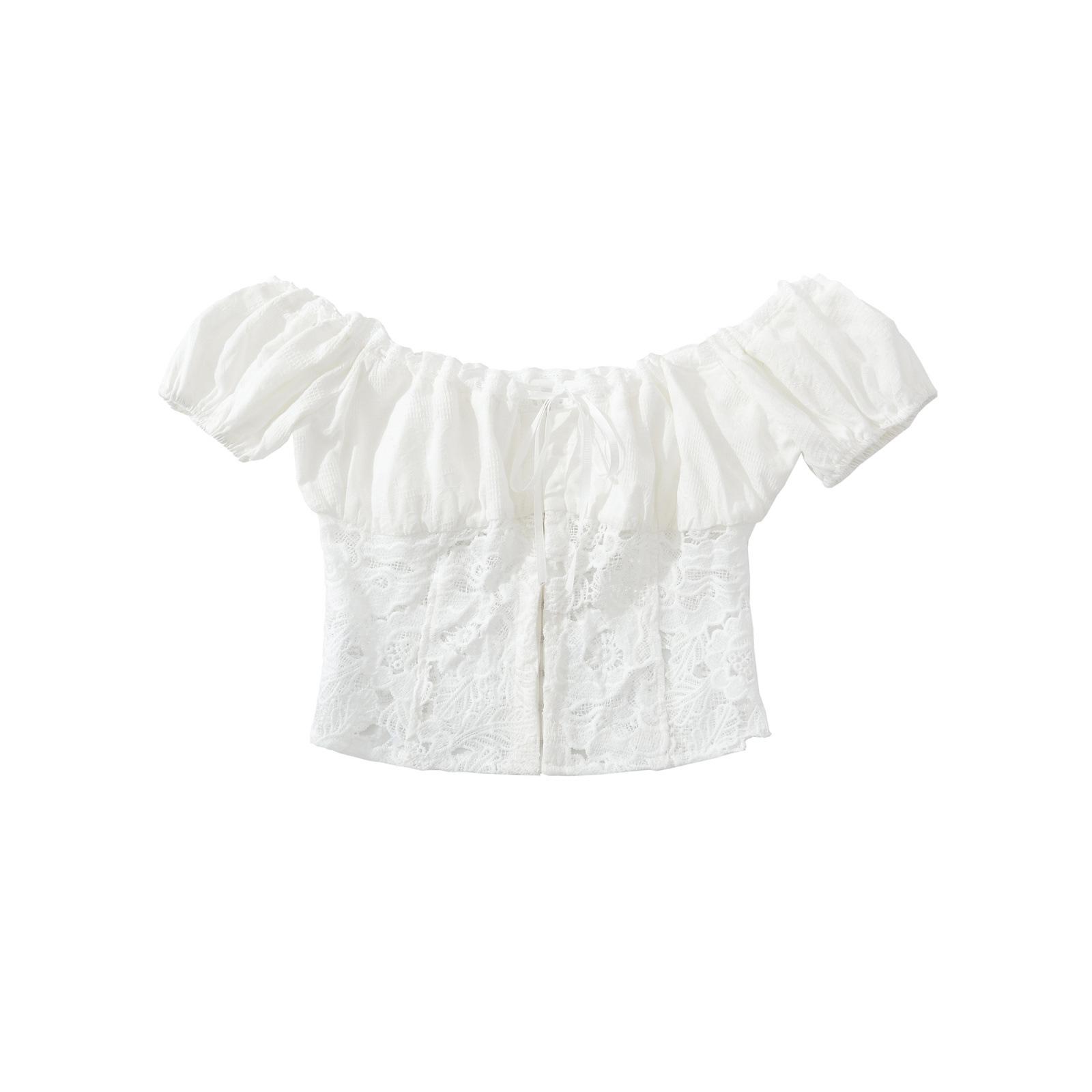 Осенний комплект: облегающий топ с кружевной аппликацией и юбка с высокой талией, 2025 Large