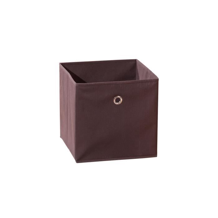 Boîte de rangement pliable - Winny - Tissu - Brun - 31x31x31 cm - Avec anneau en métal