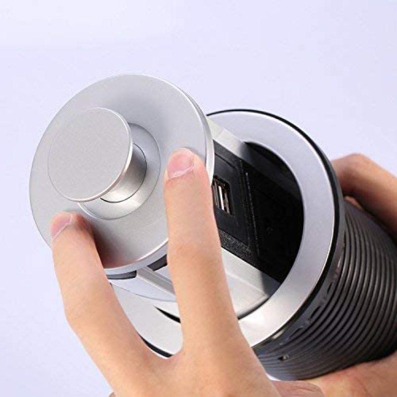 Wysuwane gniazdo zasilania z 3 gniazdami i 2 portami ładowania USB do biura, domu, sali konferencyjnej, kuchni