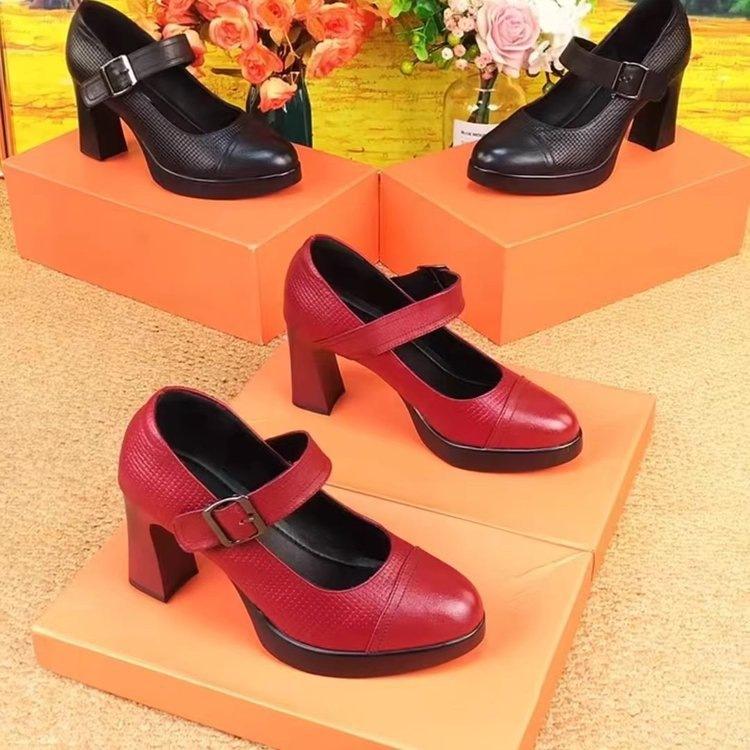 

Мамины туфли кожаные туфли весна и лето новые модели с ципао подиум танцевальные туфли водонепроницаемая платформа платформа платформа высокий каблук одна полоска 40 бордовый