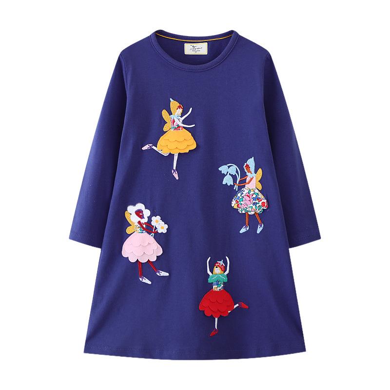 

European Style Cute Girls Long-Sleeved Cotton Dress for Spring & Autumn 2T Height 80-90 cm