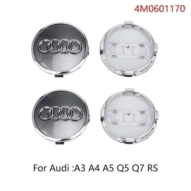 For Audi  A5 4Pcs 60/61/68/69/77/135mm Car Wheel Hub Caps Center Rim Cover Badge Decoration Accessories For Audi A4 A5 A6 A7 A8 Q5 Q7 Hubcap