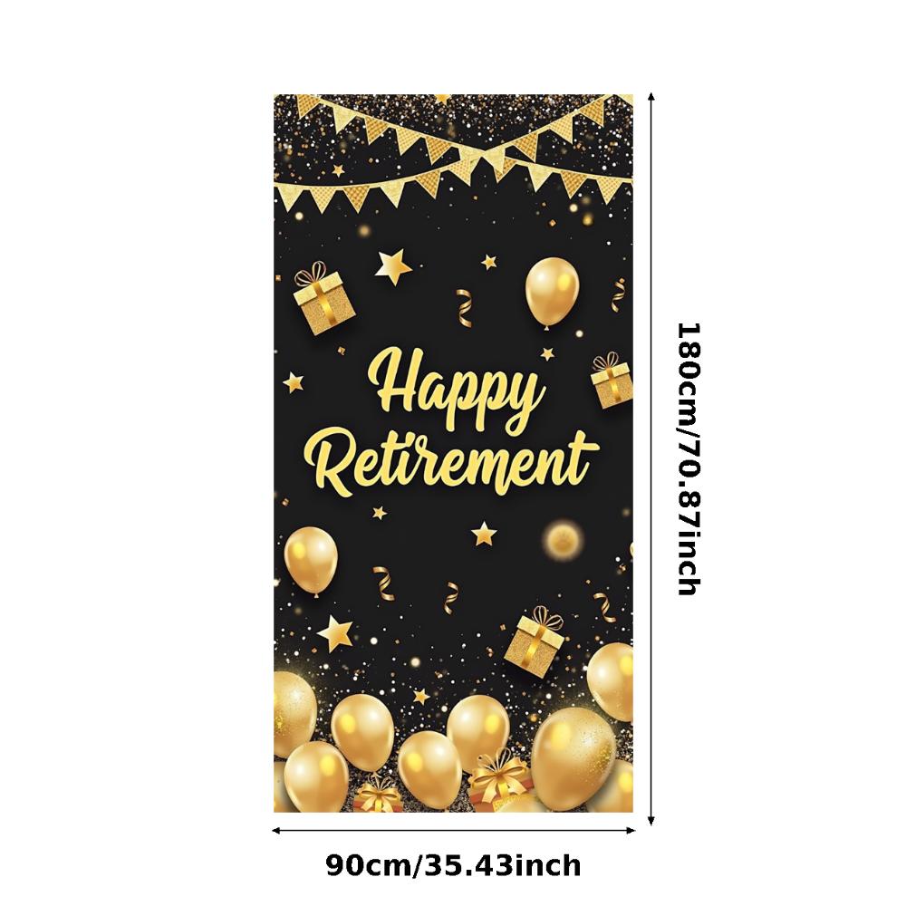 Retirement Party Banner Gift Box Design Party Decoration Polyester Material Party Backdrop for Photo Shoot Indoor Celebration