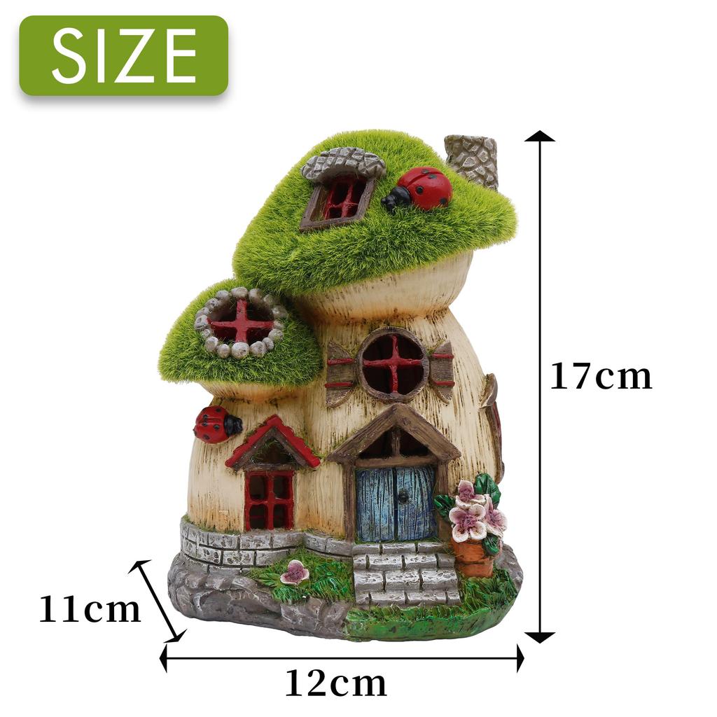 Valery Madelyn Fairy Tale Series 17cm Garden Ornament Fluffy Mushroom House Solar Lamp Solar Solar Light Garden Light Figurine Ornament Waterproof