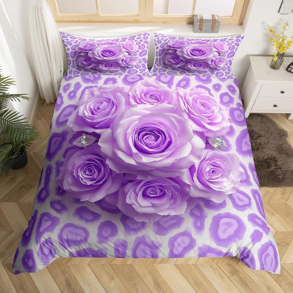 Rose Butterfly Duvet Cover Queen King Size Butterfly Valentine'S Day Quilt Cover Bedding 3 Pcs Rose Flower Quilt Cover 3 Pcs