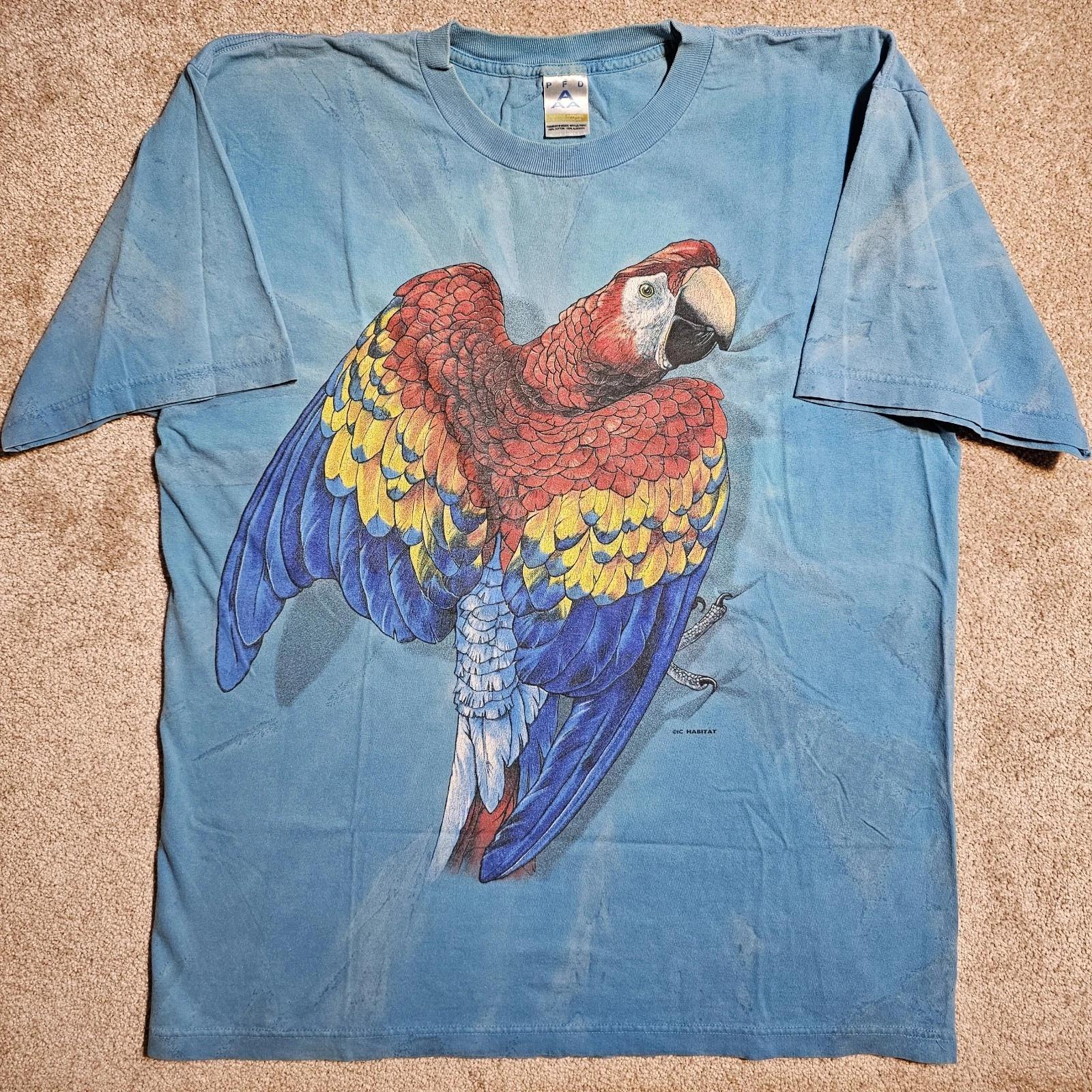 Vtg 1999 Habitat Parrot Tie Dye XL Graphic T-shirt Skate Nature Grunge Rave 90s XL