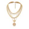 Vintage Multi-Layer Coin Necklace for Women - European & American Style Queen Image Jewelry