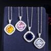 Simple Three-Piece Set Of Micro-Inlaid Zircon Square Earrings, Pendant, Ring Set Chain.