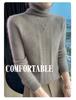 Women's High Neck Cable Knit Wool Sweater - Slimming Long Sleeve Cashmere Top