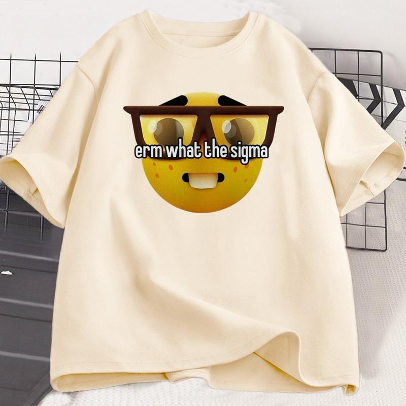 Erm Co ten Sigma Ironic Tričko Weirdcore Nerd Tričko Bavlna Krátký Rukáv Grafické Tričko Dámské Ležérní Kulatý Výstřih Streetwear Trička