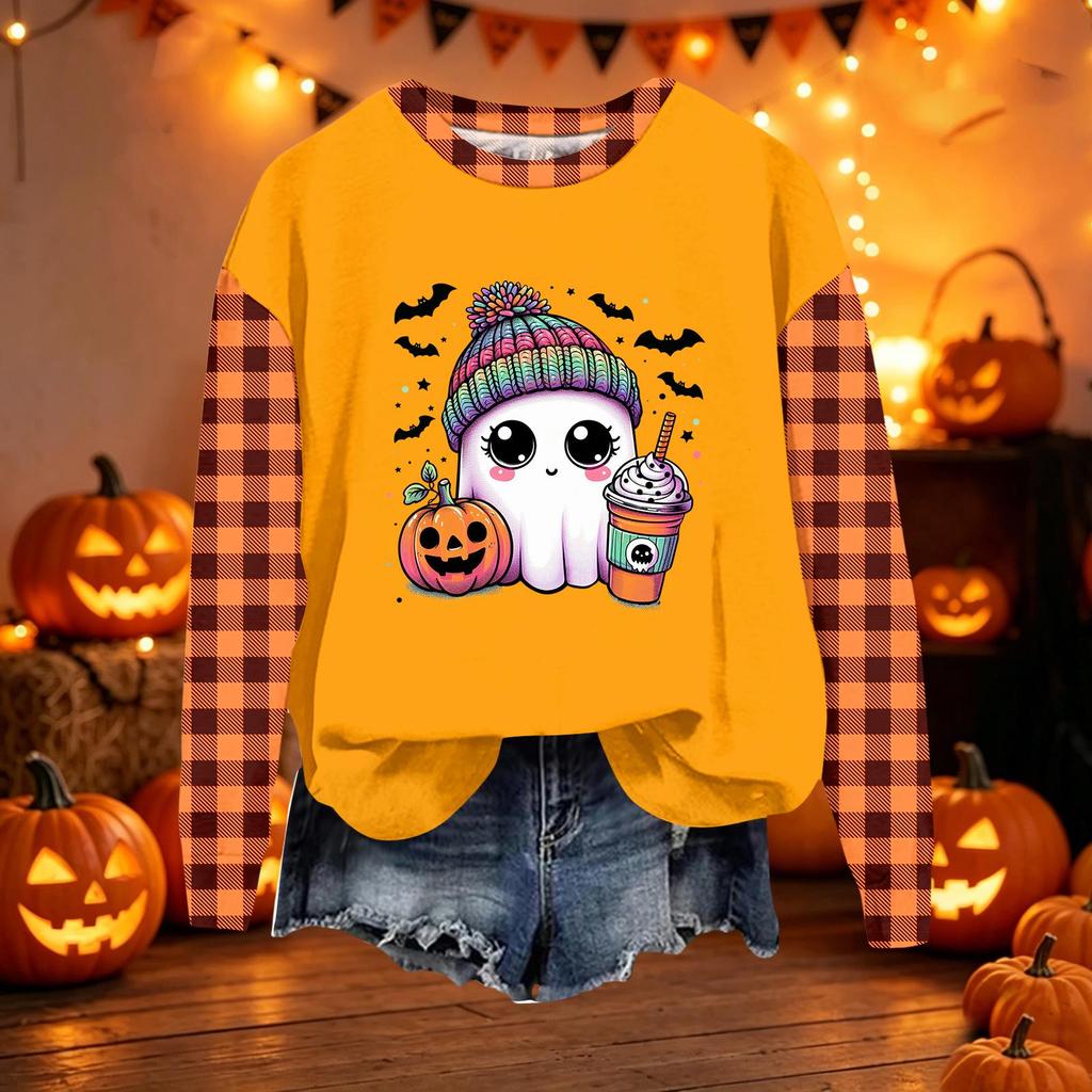 Women's Casual Long Sleeve Loose Fit Halloween Printed Sweatshirt