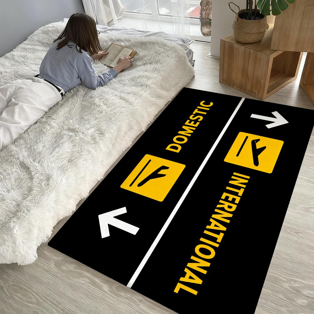 Arrivals And Departures Long Floor Mat Soft Thickened Absorbent Non-Slip Bedroom Living Room Door Mat Home Decor Flannel Rugs