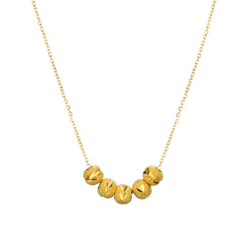 Five Blessings Chinese Clavicle Necklace: Women's Gold Bead Pendant