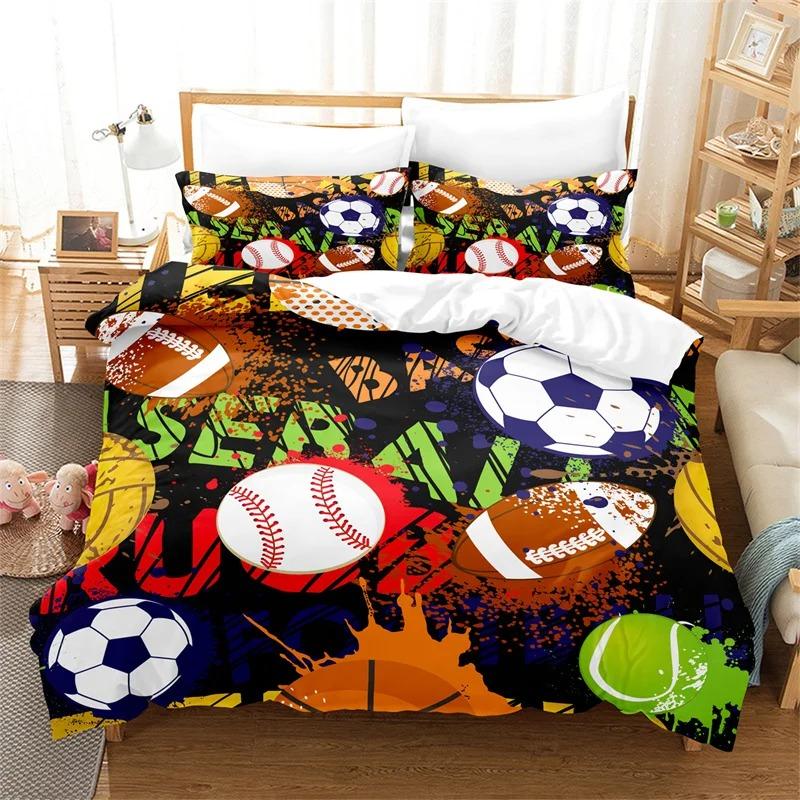 Football Bedding Set Competitive Sports Boy Duvet Cover Set King Quilt Cover Youth Children's Double Duvet Cover Bedding Set