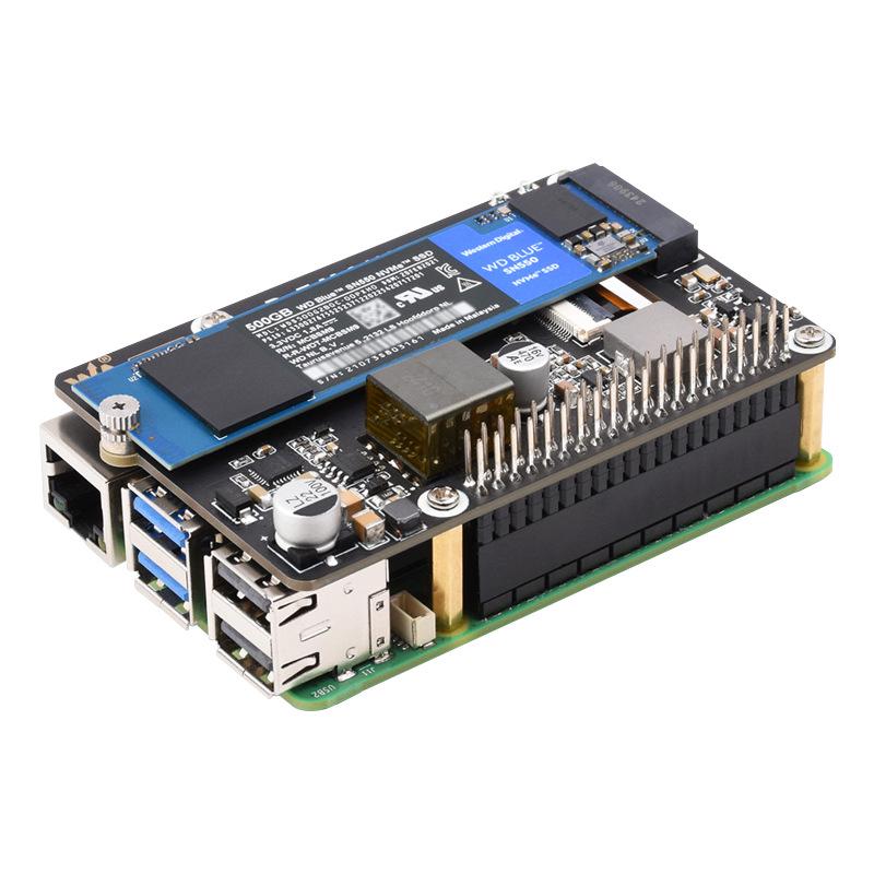 Raspberry Pi 5 PCIe to M.2 NVMe Expansion Board with PoE Power HAT