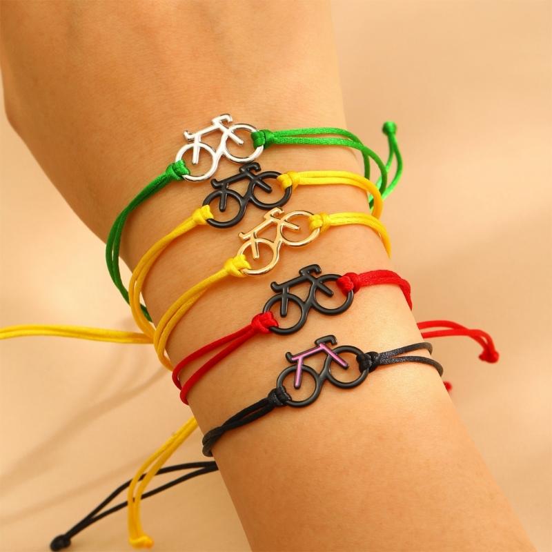 Simple Sporty Adjustable Handcrafted Copper Bracelet Featuring Cycling Motifs For Secure Fit And Versatile Wear