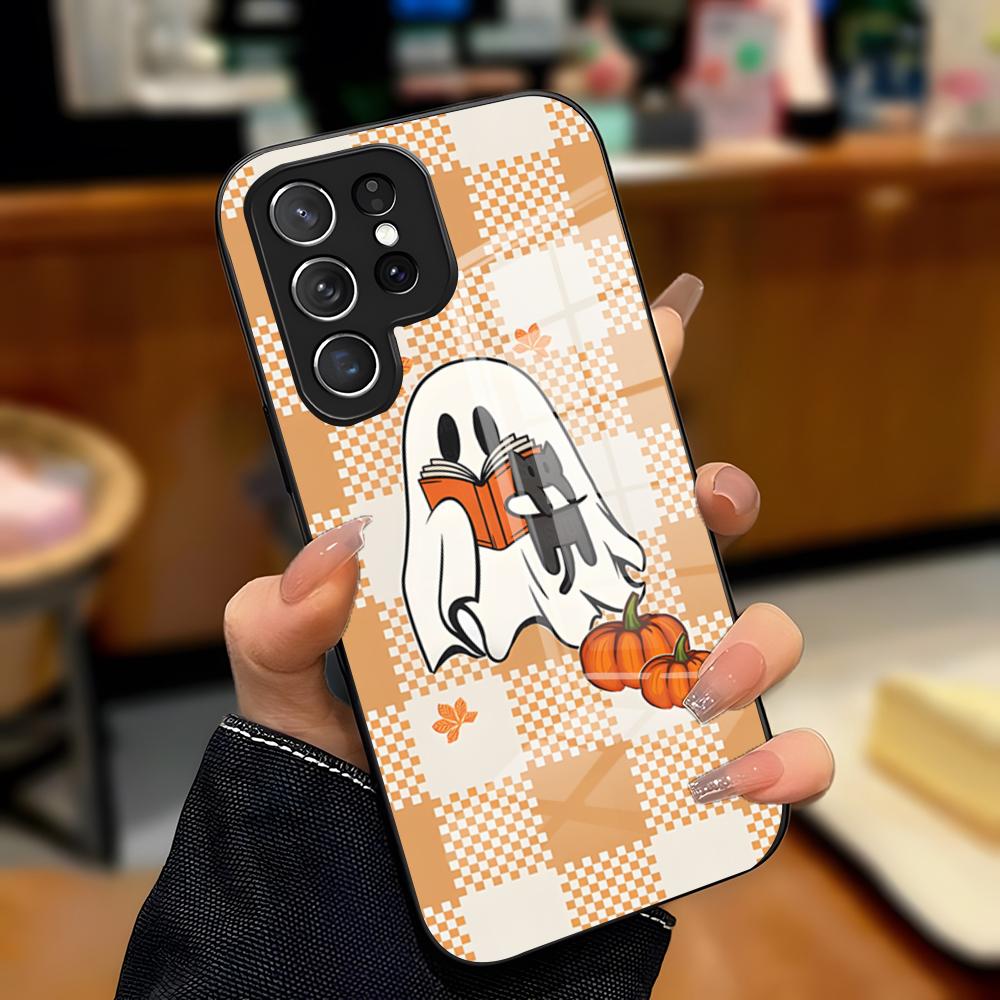 Cute Ghost Halloween Phone Case For Samsung A25 A13 A33 5G A54 A36 A35 A56 A52 A14 Shockproof Glass Cover