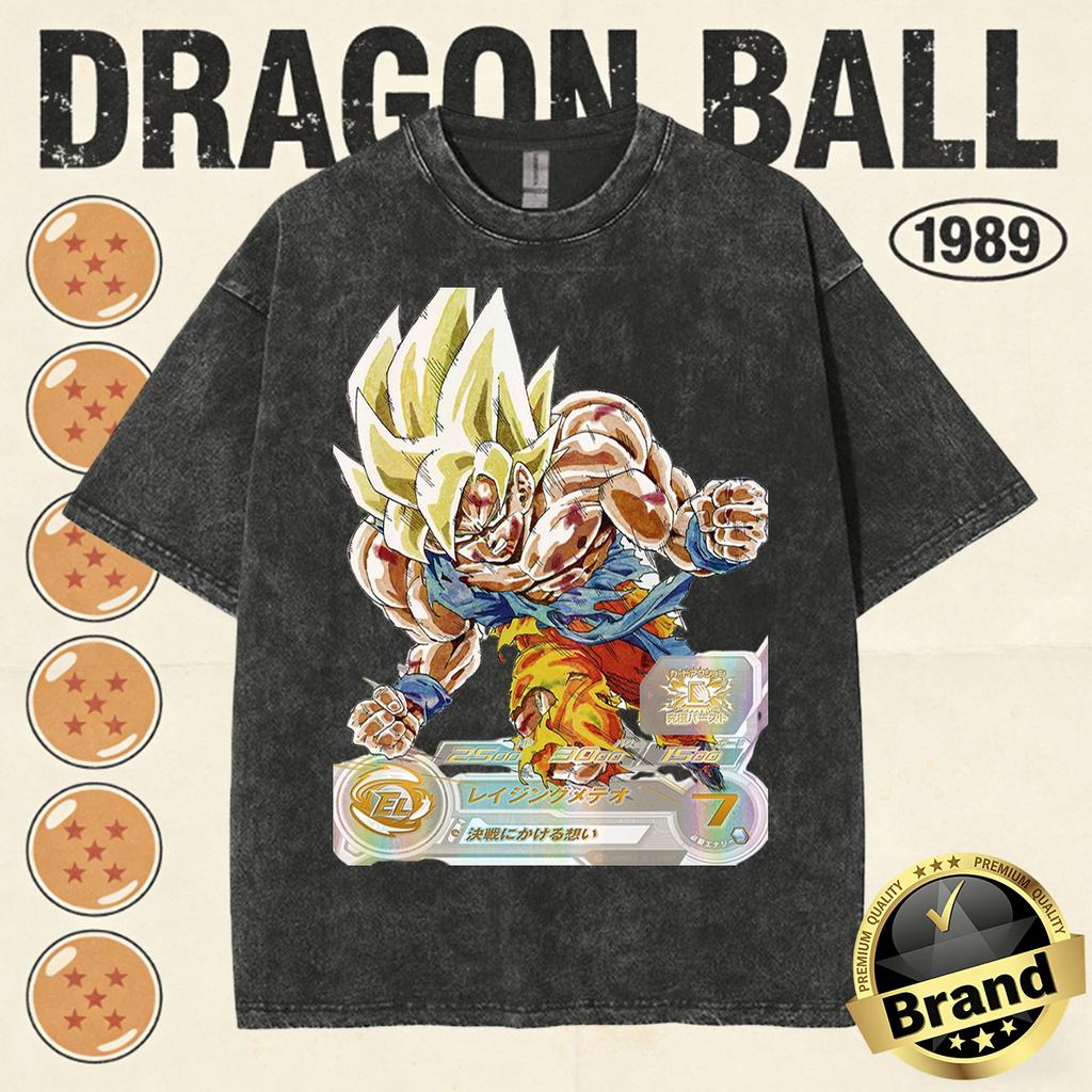 Summer Dragon Ball Family Matching Vintage Tee Men Washed High Quality Nostalgic Print Heavyweight Retro Tops