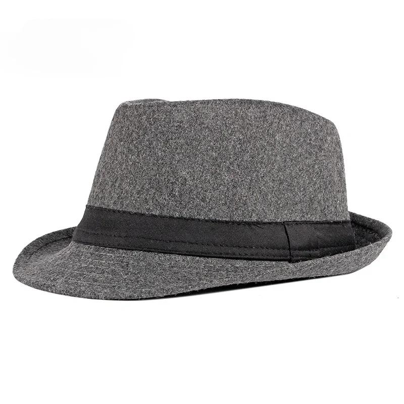 Unisexové britské plstěné jazzové klobouky pro muže středního věku klobouk kbelíkový vlněný fedora klobouk podzim zima pro pány svatební párty magické klobouky