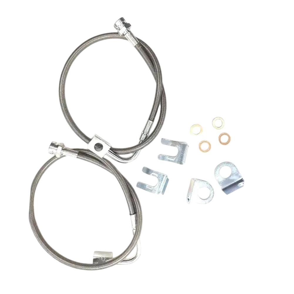 89708 Rear Brake Lines 2PCS Extended Braided- Stainless Steel Fit 4-6in Lift Jeep- Wrangler- JK 2007-2018 Replacement Parts Kit
