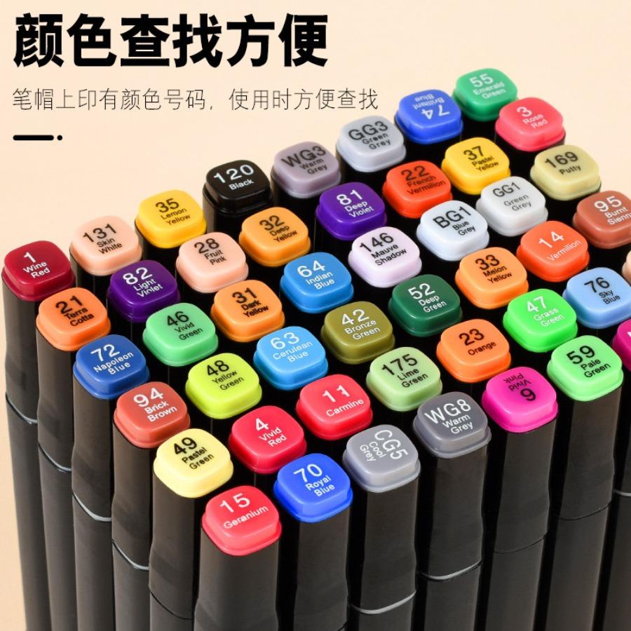 80 Stück/Set Marker-Set, Doppelkopf Alkohol Ölig Kinder Schüler Kunst Malerei Schnelltrocknend Pinsel 80-Farben Aquarellstift