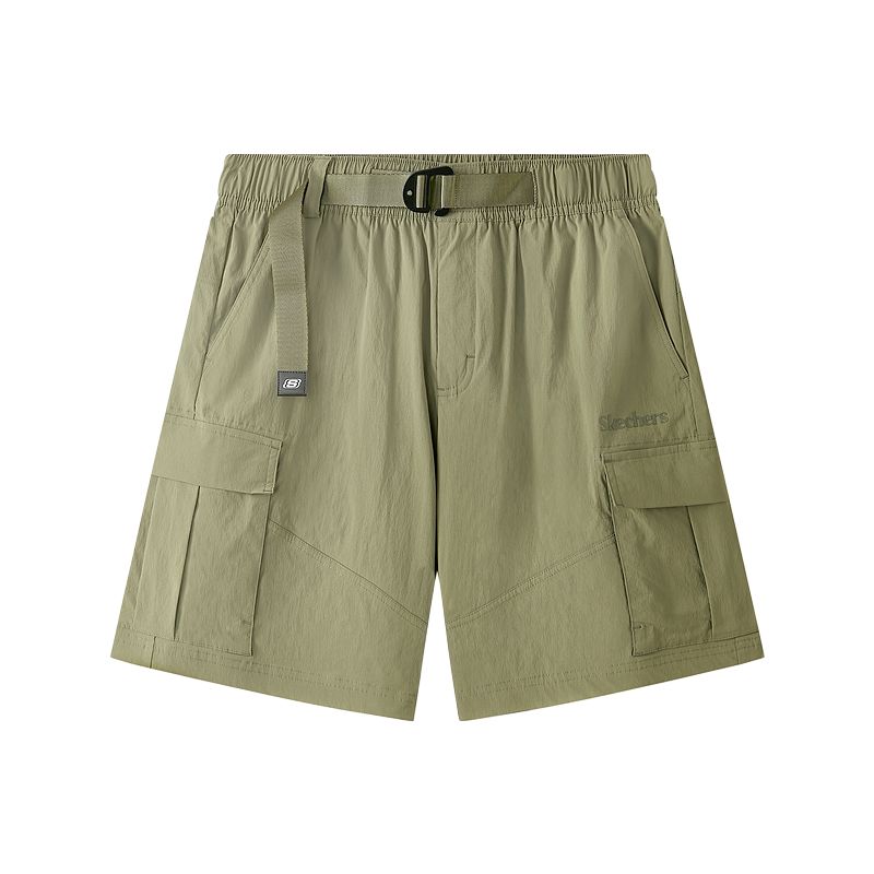 Skechers Sports Lifestyle Series Comfortable Breathable Loose Fit Three-Quarter Casual Shorts Women shorts Martini-Olive-Green L225W180-05HR S