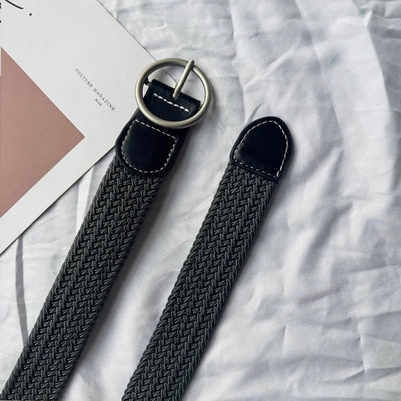 Unisex Korean Style Canvas Belt with Elastic Waistband and Pin Buckle