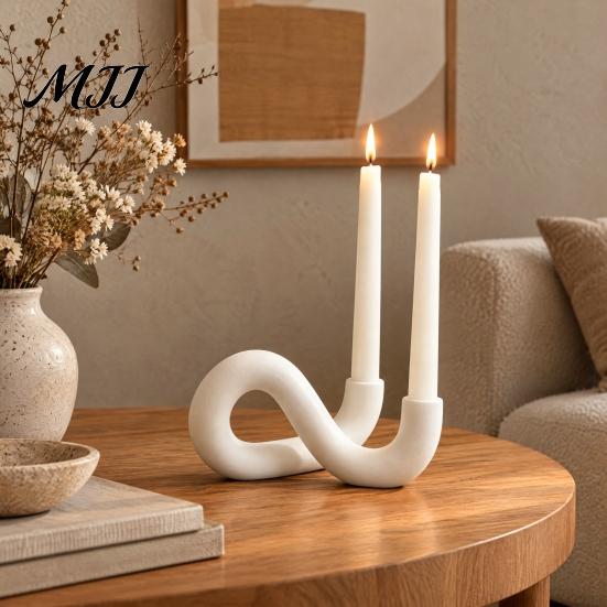 Geometric Candle Stand for Two Taper Candles 3D Printed Infinity Loop Holder, Abstract 2?Candlestick Decorative Holder Dining Table Minimalist