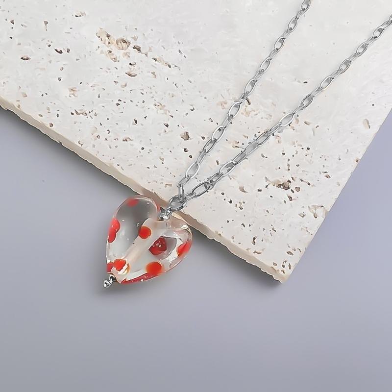 Delicate Glass Pendant Charm Choker Necklace Elegant Collar Chain Fashionable Neckwear Gift Jewelry for Girls Lady