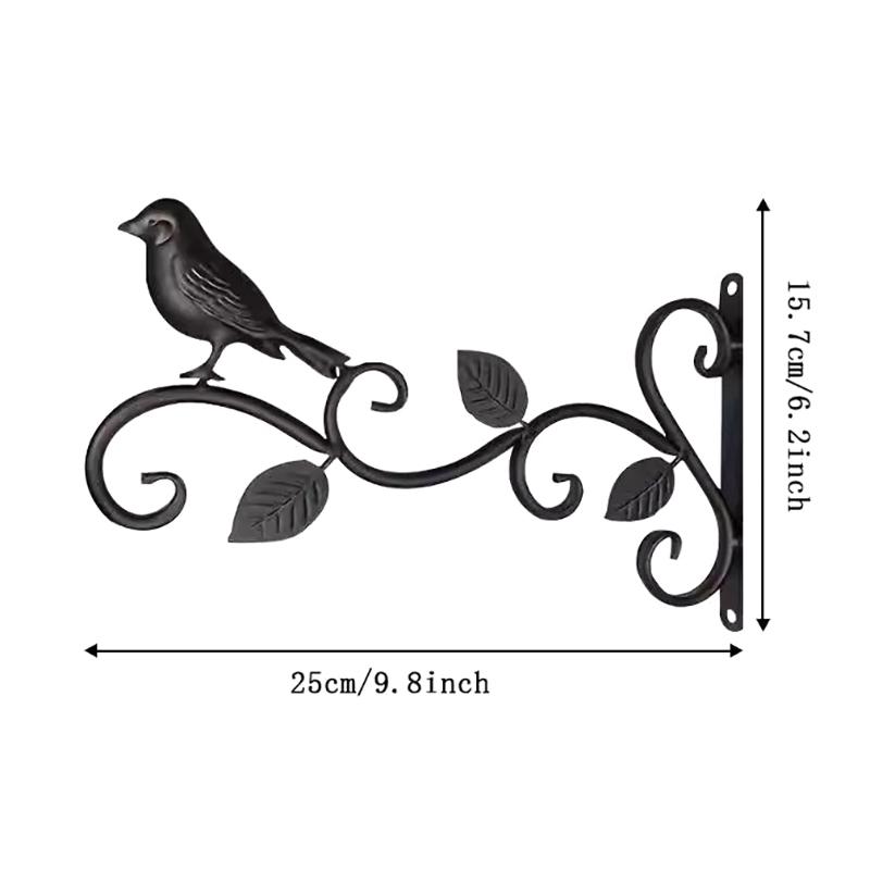 Supporti da Appendere per Piante in Ferro Battuto con Decorazione di Uccello e Foglia Perfetti per Uso Esterno su Patio Balcone Parete del Giardino