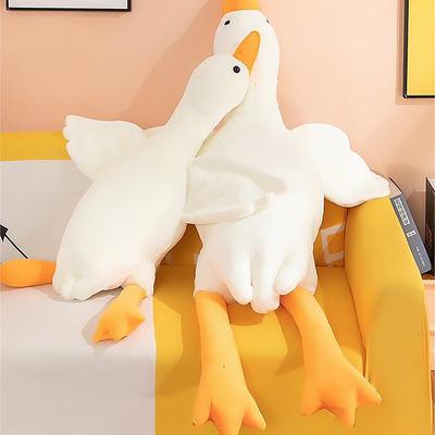 Niedliche große weiße Gans Plüschtier Kawaii riesige Ente Schlafkissen Kissen weiche Stofftierpuppe Geburtstagsgeschenk für Kinder