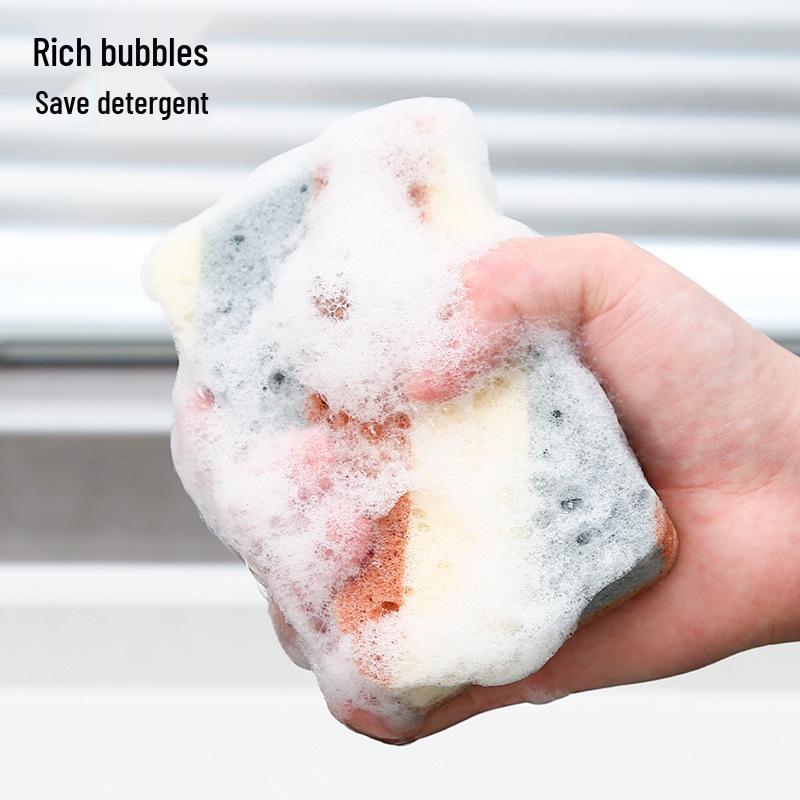 Kitchen Cleaning Sponge Set: Wood Pulp Sponge, Scouring Pad, Dishwashing Cloth, and Rag