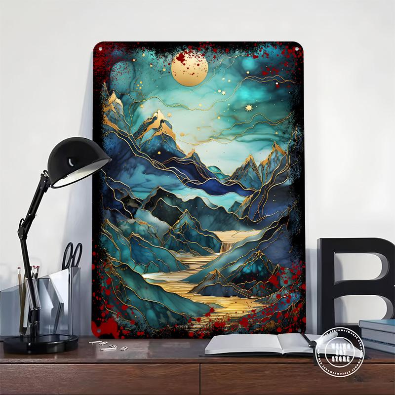 Abstract Aurora Borealis Printed Poster Customized Wall Art Retro Vintage Metal Tin Signs for Home Bedroom Decoration Gaming