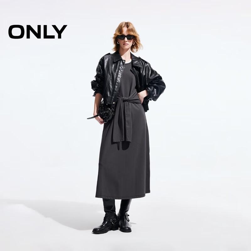 Only Women's 2025 Spring Color-Block U-Neck Faux Two-Piece Long Dress