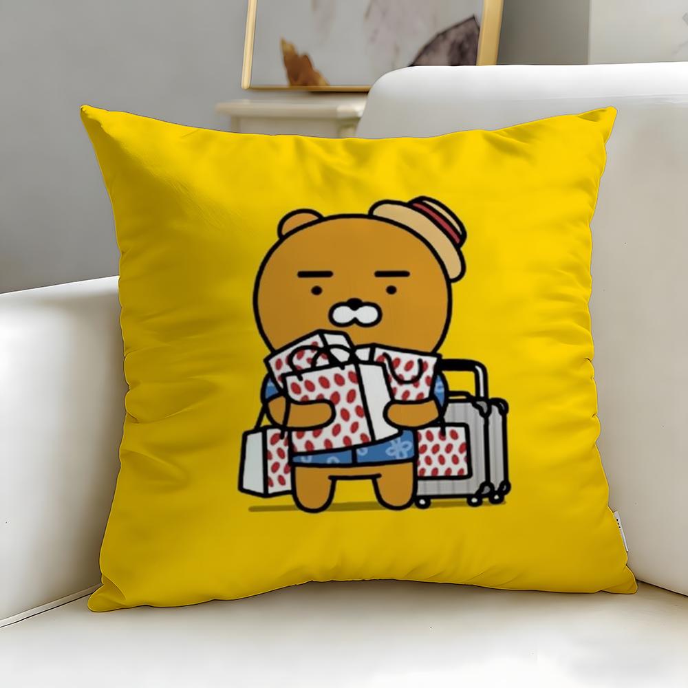popular cartoon brand Kakao Friends Cushion Cover Soft  EasyWash Pillow Case  Versatile for Couch Bed Travel and Office