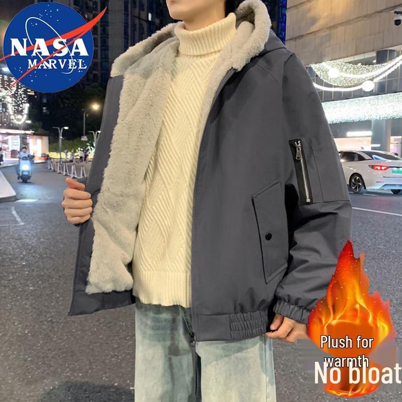 

NASA MARVEL Men s Hooded Winter Jacket L