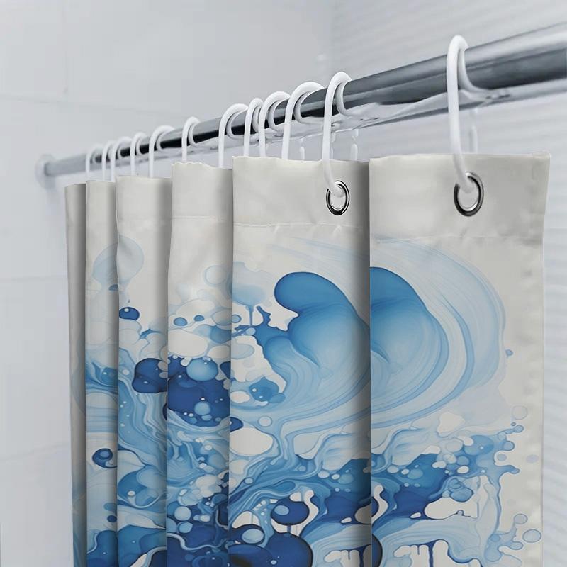 Blue Ink Splash Shower Curtain Bathroom Decor Waterproof Fabric 3D Printing Home Decoration for Kids Bathrooms