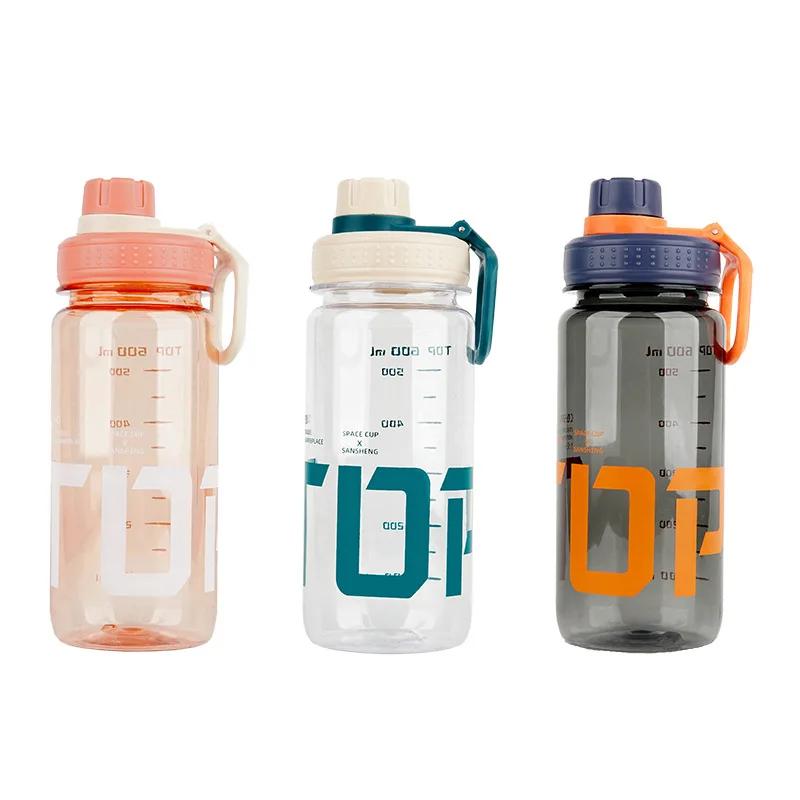 

Large Capacity Water Bottle Gym Fitness Drinking Bottle Outdoor Camping Climbing Hiking Sports Shaker Cup Fashion Kettle 600ML розовый