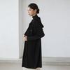 Plara Hooded Wide Button Long Pleats Jacket