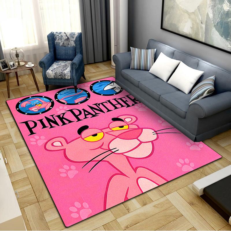 Tappeto Rosa Pantera per Soggiorno Camera da Letto Casa Decorazione Divano, Tappetino Antiscivolo per Giochi Bambini