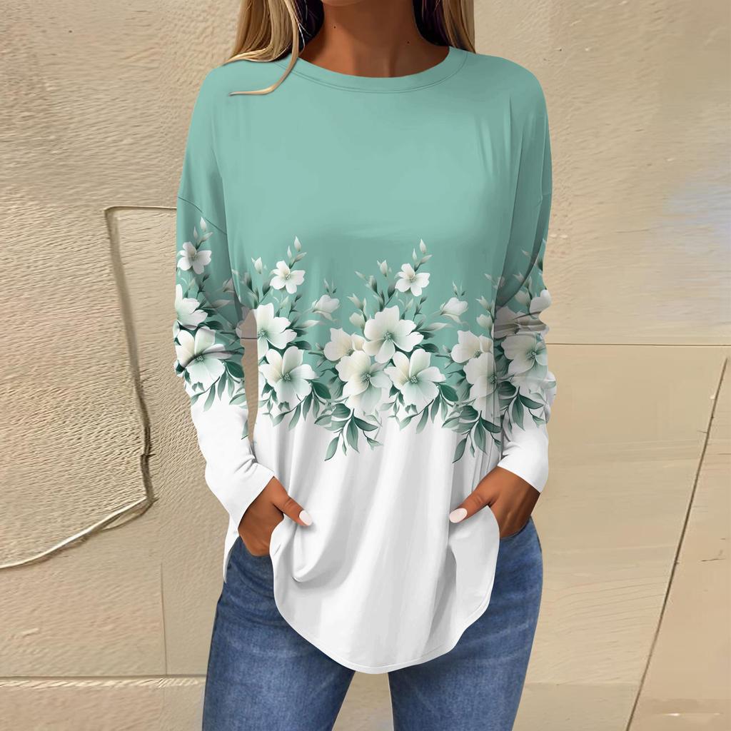 Dámská trička Roztomilá Trička s potiskem ve vintage stylu Tunikové topy s dlouhým rukávem Bavlněné pulovry