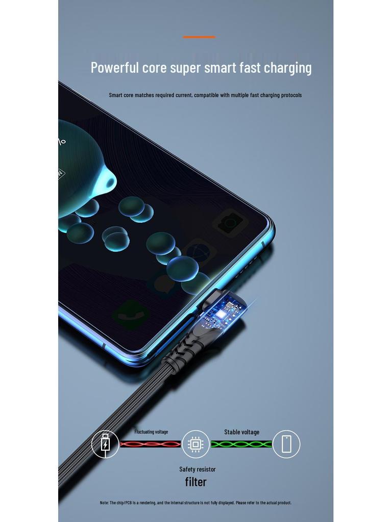Type-C Elbow 6A Fast Charging Cable for Mobile Gaming and Super Fast Charging