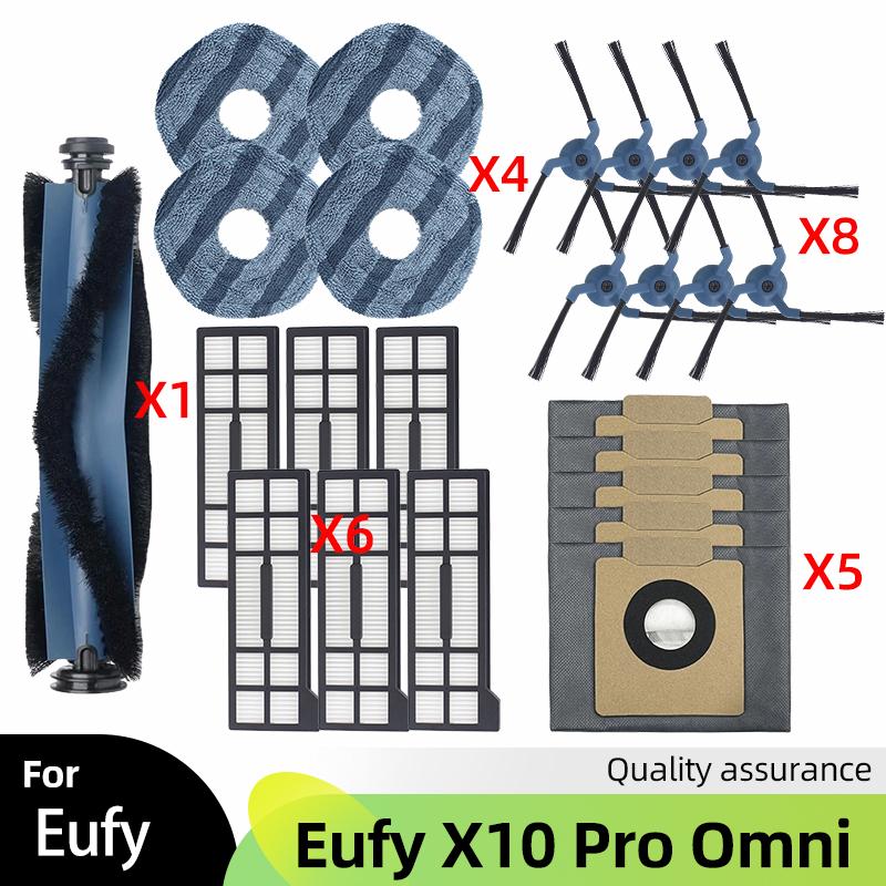 Fit For Eufy X10 Pro Omni Robot Vacuum Cleaner Main Side Brush Mop Cloth Hepa Filter Dust Bag Accessories Spare Parts