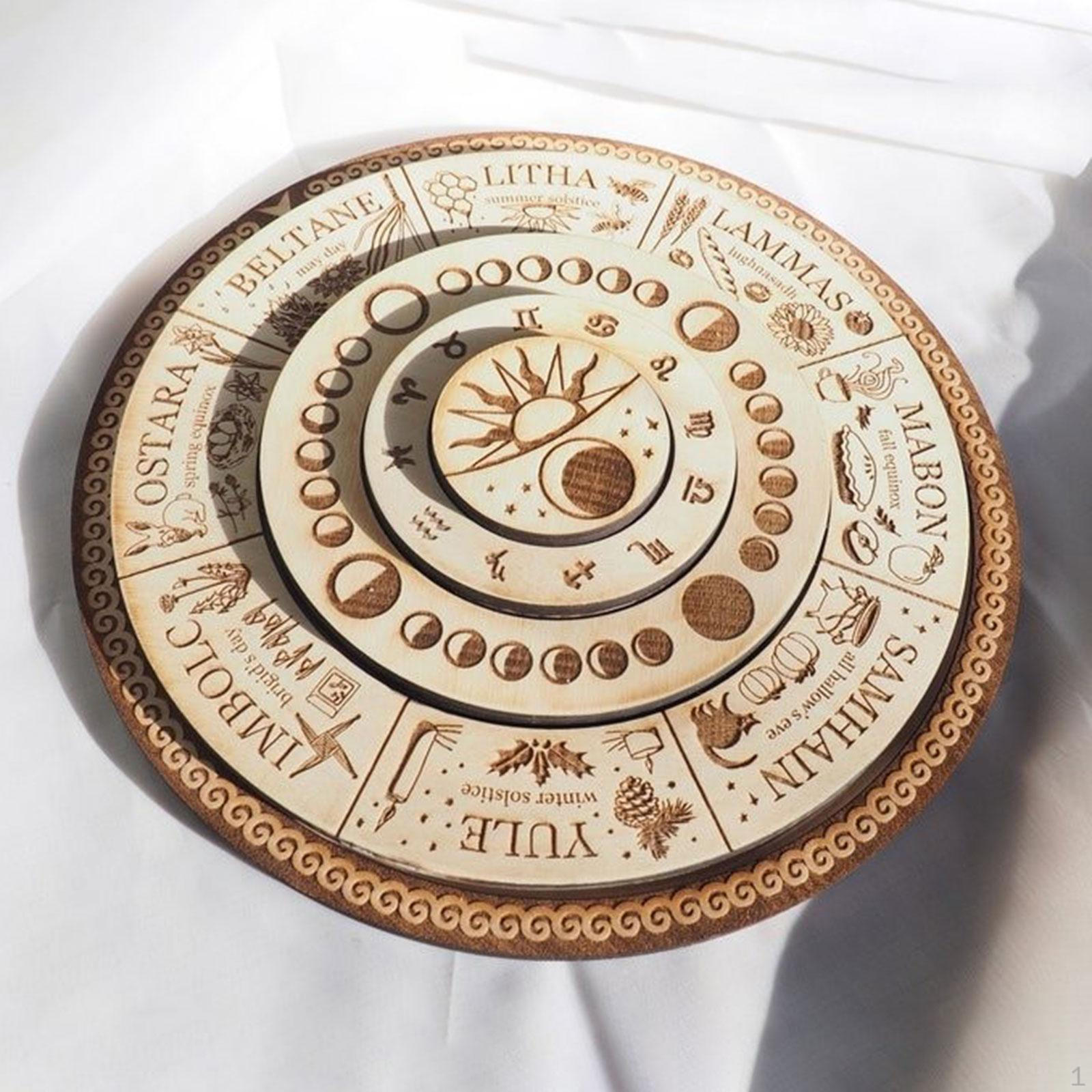 

Календарь Статуя Деревянная Фигурка Ремесло Языческий Колесо Дизайн Орнамент Ежегодно для Офисной Жизни Without Base