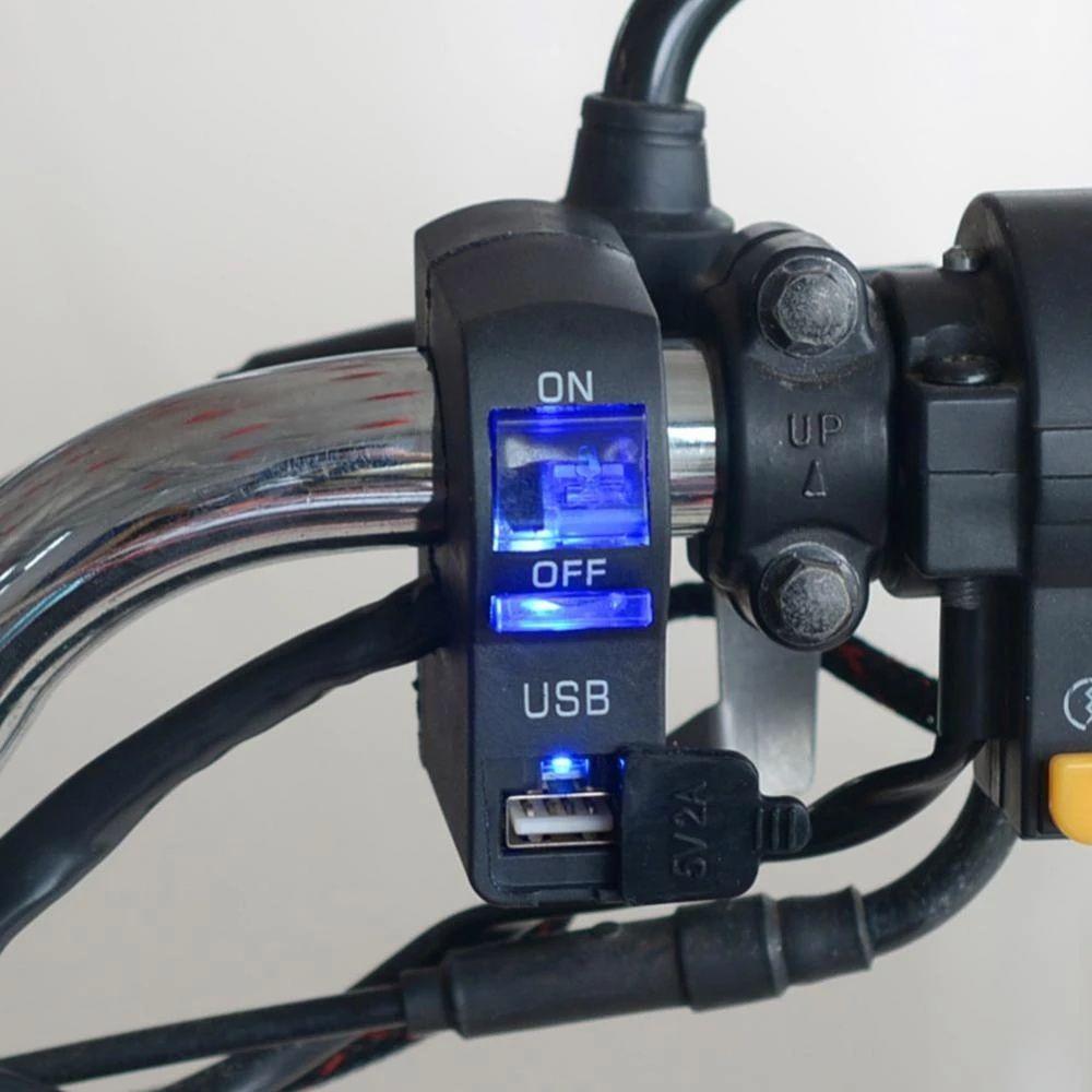 

Крепление на руль с переключателем Зарядное устройство USB Адаптер питания Зарядное устройство для телефона Светодиодный индикатор зарядки телефона