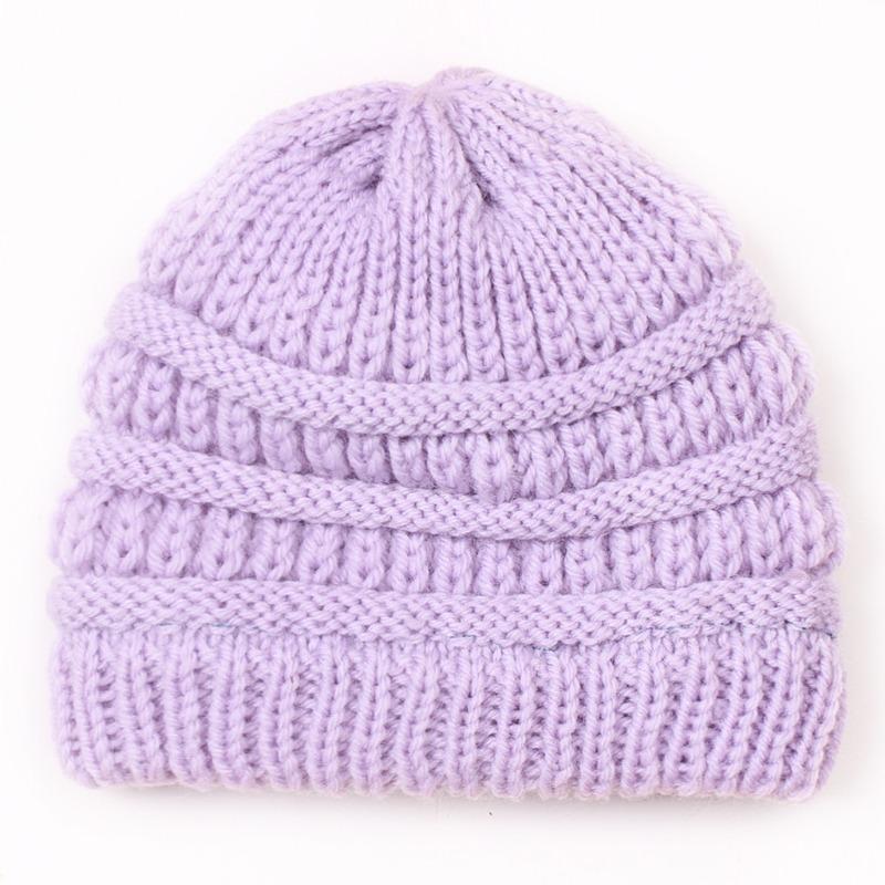 New Children's Knitted Hats, Autumn and Winter Warm Candy-colored Baby Boys and Girls Baby Wool Hats