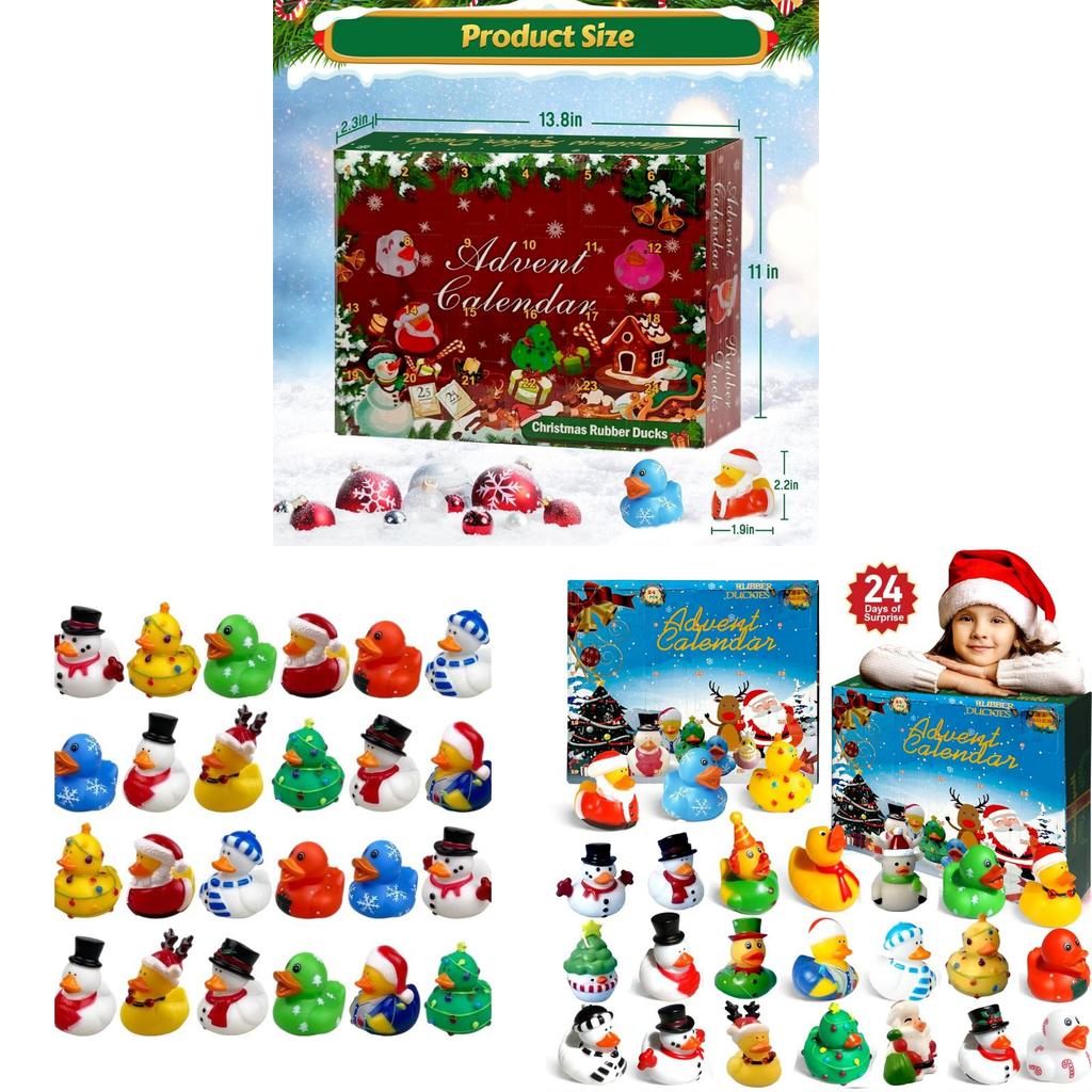 Christmas Kids Bath Toys Set With Squeaky Rubber Ducks For Holiday Play