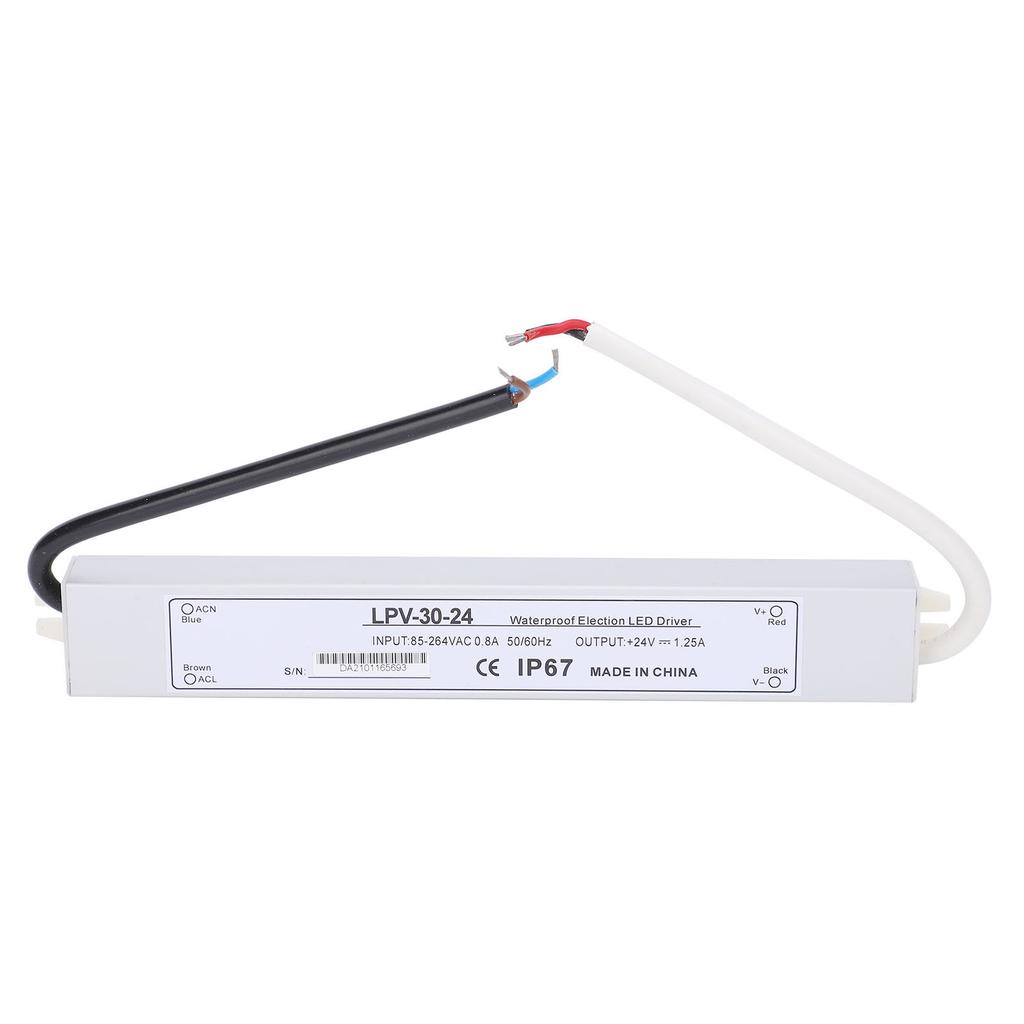 BERM Waterproof Power Supply Aluminum Alloy Switch Transformer Driver DC24V 30W LPV-30-24